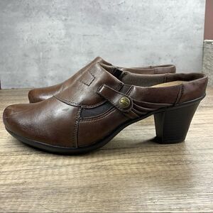 Michel M.~Women’s~Brown~Leather~Mules Heels~Size 10M 